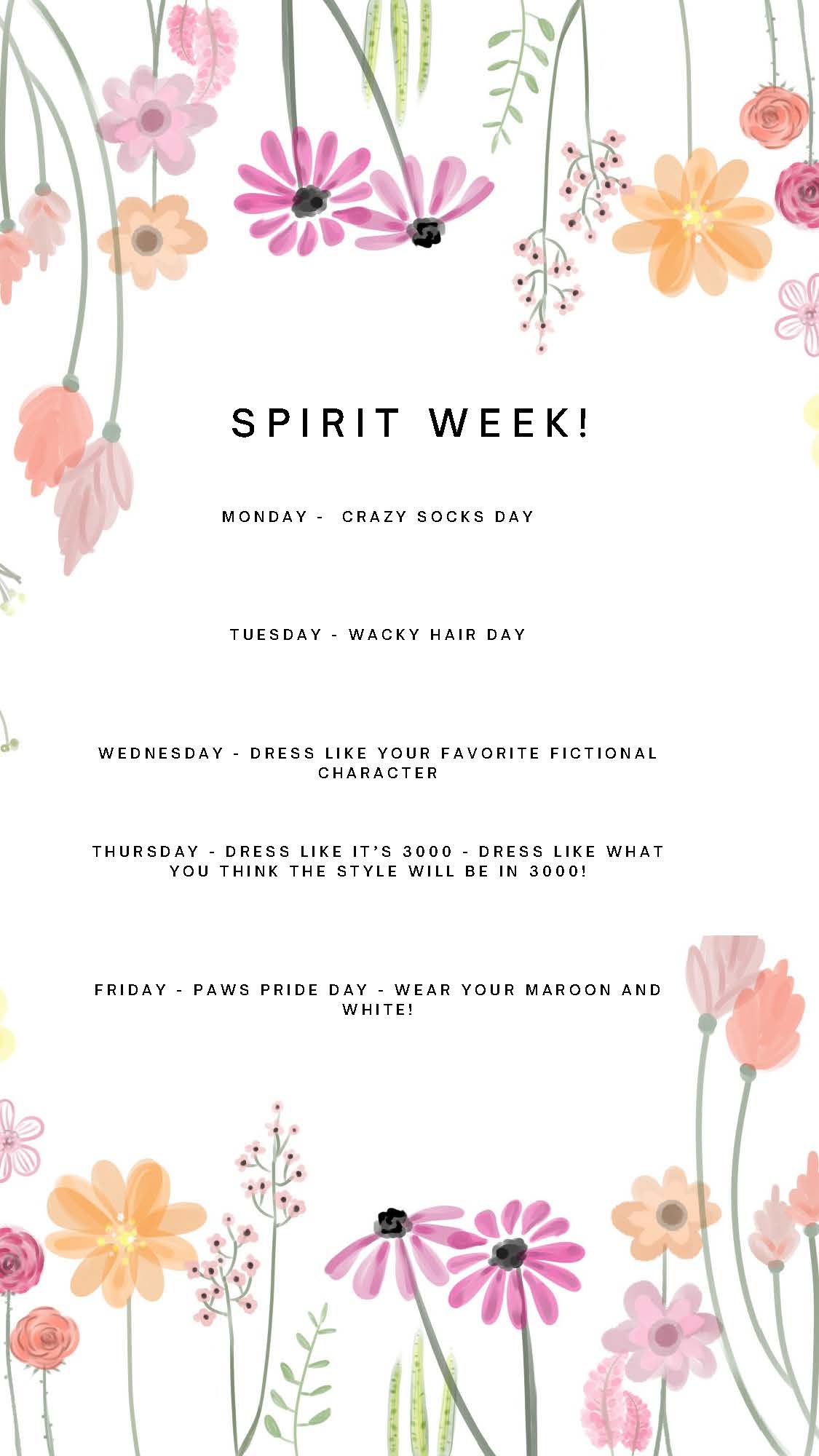 Spring Spirit Week Poster